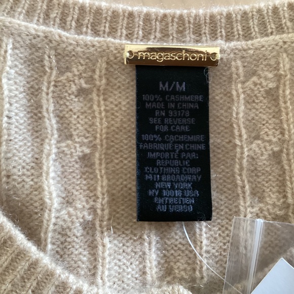 MAGASCHONI Beige 100% Cashmere Cable Knit Button Front Cardigan Sweater Top - Picture 8 of 12